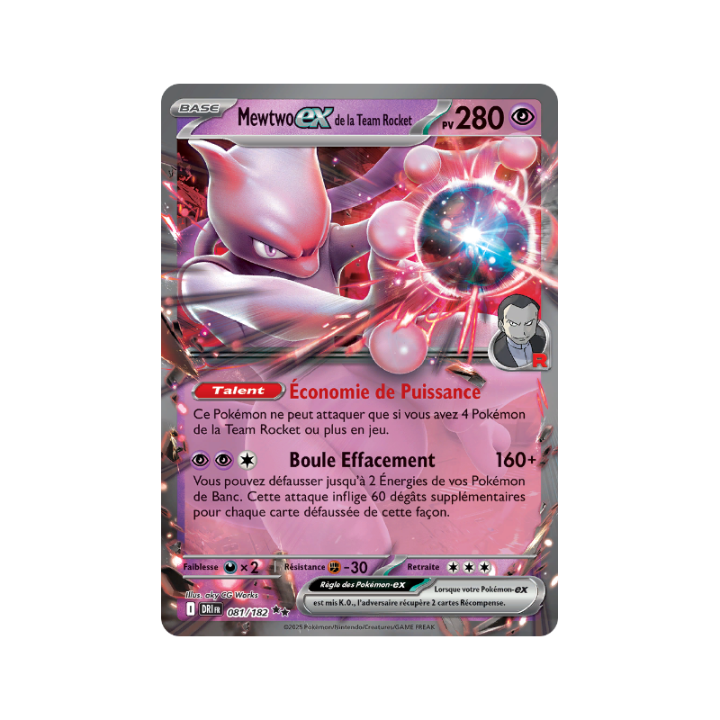 Mewtwo Ex de la Team Rocket 081/182 FR