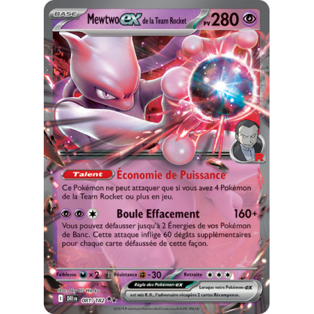 Mewtwo Ex de la Team Rocket 081/182 FR